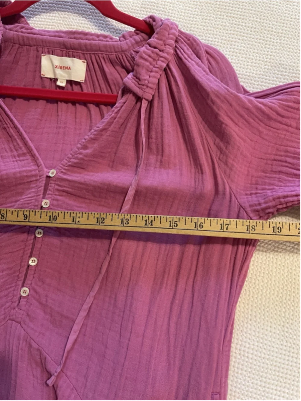 Xirena Lola Swing Pockets High Low Hem Rosebud Waffle Cotton Dress XS USA